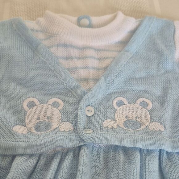 Charming Blue Baby Footie with Bear Embroidery - Picture 9 of 16